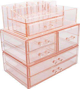 Select nice sorbus acrylic cosmetics makeup and jewelry storage case display sets interlocking drawers to create your own specially designed makeup counter stackable and interchangeable pink