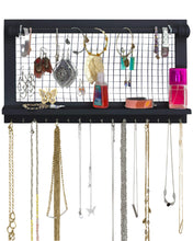 Load image into Gallery viewer, Budget socal buttercup espresso jewelry organizer with removable bracelet rod from wooden wall mounted holder for earrings necklaces bracelets and other accessories
