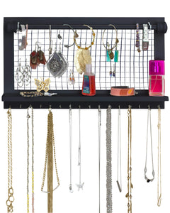 Budget socal buttercup espresso jewelry organizer with removable bracelet rod from wooden wall mounted holder for earrings necklaces bracelets and other accessories