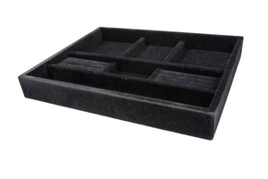 Organize with jewelry tray drawer insert jewelry organizer velvet and wood tray for jewelry bracelets earrings necklaces rings durable and stackable handmade in usa 7 compartments black 15x12x2 black