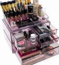 Load image into Gallery viewer, Get sorbus acrylic cosmetics makeup and jewelry storage case x large display sets interlocking scoop drawers to create your own specially designed makeup counter stackable and interchangeable purple
