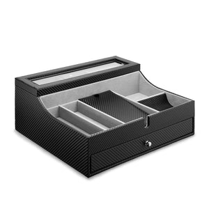 Results jewelry valet tray for men sleek dresser organizer box for storage display perfect for phone watches sunglasses jewelry wallet rings necklace more carbon fiber faux leather