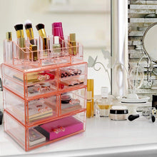 Load image into Gallery viewer, Selection sorbus acrylic cosmetics makeup and jewelry storage case display sets interlocking drawers to create your own specially designed makeup counter stackable and interchangeable pink 1