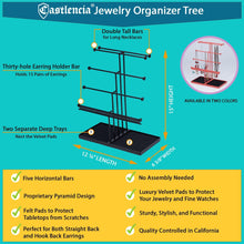 Load image into Gallery viewer, Purchase castlencia black velvet tray extra large 5 tier tabletop bracelet necklace earring display jewelry tree jewelry organizer holder