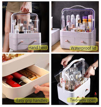 Load image into Gallery viewer, Get fazhen dust proof makeup organizer cosmetic and jewelry storage with dustproof lid display boxes with drawers for vanity skin care products rack dressing table desktop finishing box