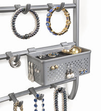 Load image into Gallery viewer, Kitchen lynk over door or wall mount jewelry organizer rack platinum