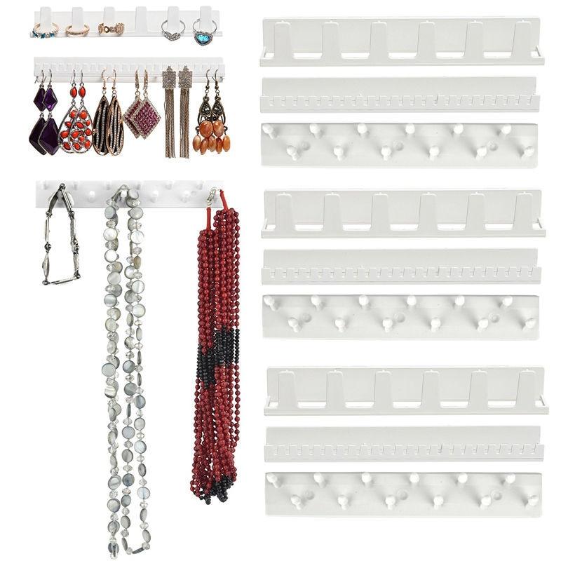 Wall Hanging Shelf Jewelry Necklace Rings Earrings Keys Display Stand Rack Holder Organizer
