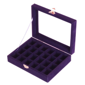 Jewelry Box, Jewelry Tray Holder Storage Jewelry Organizer 24 Grids Ring Ear Studs Jewelry Box