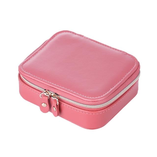 JTO New 3 Colors Portable Travel Small Jewelry Box Storage Organizer Box Velvet Leather Jewelry Box With Zipper for Women