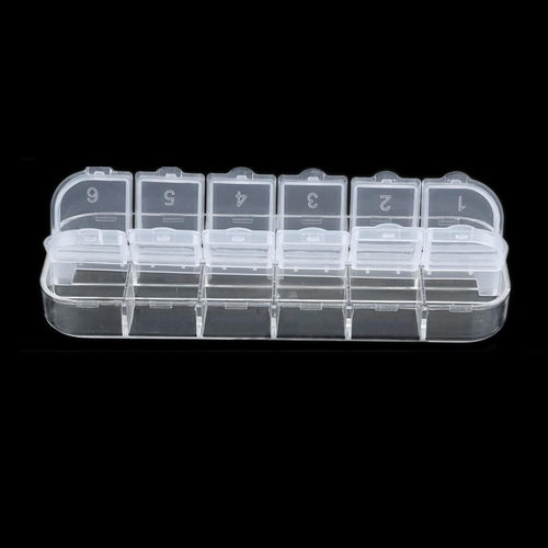12 Cell Transparent Empty Plastic Storage Beads Case for Glitter Rhinestones Dired Flower Nail Art Products Jewelry Organizer