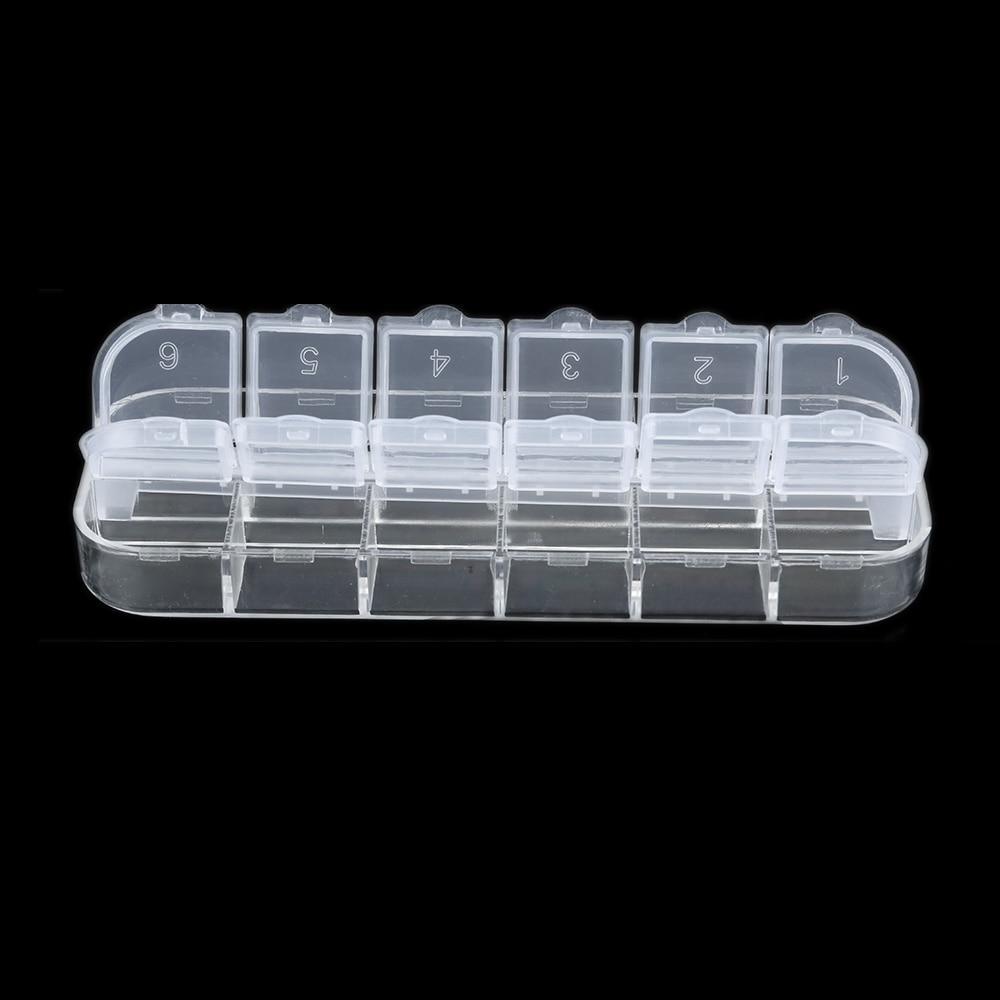 12 Cell Transparent Empty Plastic Storage Beads Case for Glitter Rhinestones Dired Flower Nail Art Products Jewelry Organizer