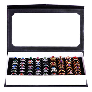 High-grade 72 Slots Ring Storage Box Jewelry Velvet Organizer Holder Show Case Container Ring Display Case Box Jewelry Storage