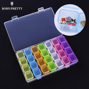 1 Pc 28 Compartment Colorful Empty Storage Box Nail Jewelry Organizer Bead Container Decoration Holder Nail Art Tool