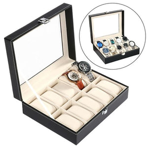FANALA PU Leather Watch Box 10/20/24 Grid Watch Holder Double Layer Display Box Boite Montre Jewelry Organizer for Wrist Watches