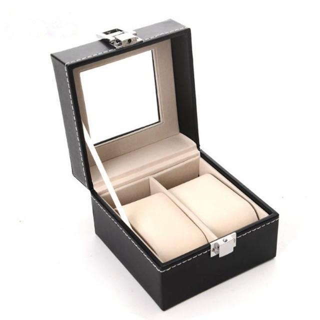 FANALA Watch Box 2/3/5/Grid Display Case Box for Watches Jewelry Organizer Black PU Leather Watch Boite Montre Caja Reloj