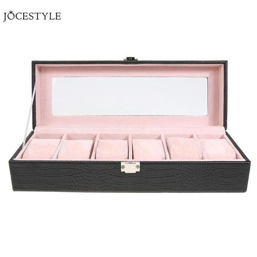 Fashion 6 Grid PU Watch Box Case Jewelry Watch Display Case Storage Box Rectangle Jewelry Organizer Holder Accessories