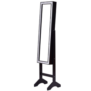Attractive Rectangle Mirrored Jewelry Cabinet-Black
